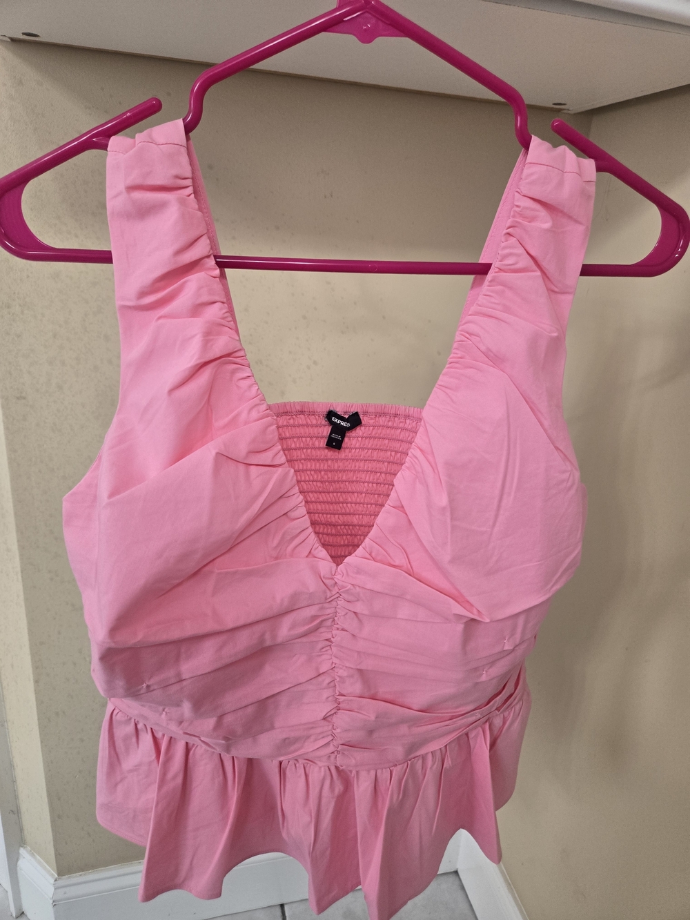 Express Pink Peplum Ruffle Tank